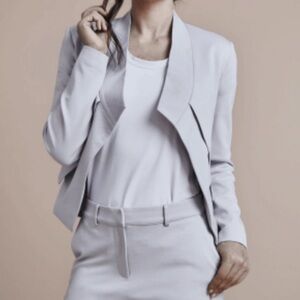 Elizabeth & Clarke | Gray Open Ponte Knit Blazer with Stain Tech Size 6
